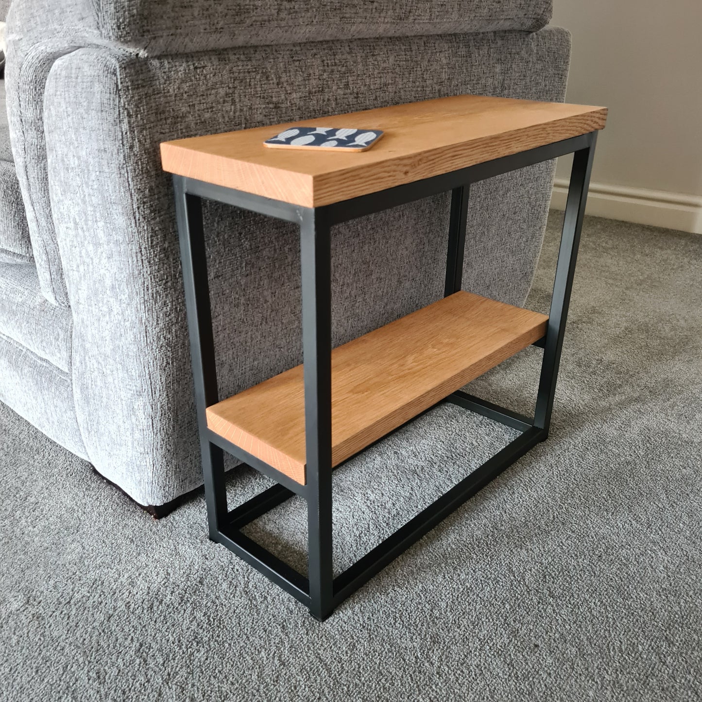 Oak and Steel Side Table | Industrial Home Furniture | Bespoke Hallway Side Board | For New Home Decor Interior Designer | Gifts for Home