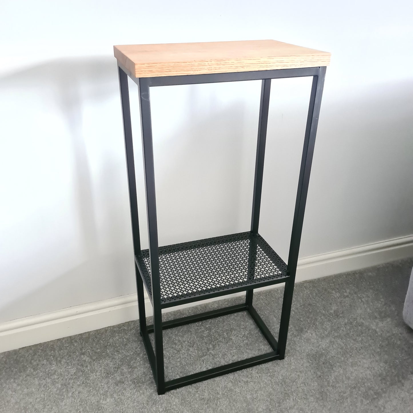 Oak and Metal Side Table | Industrial Style Living Room Hallway Furniture | Bespoke Size Side Board | For Home Interior Designer House