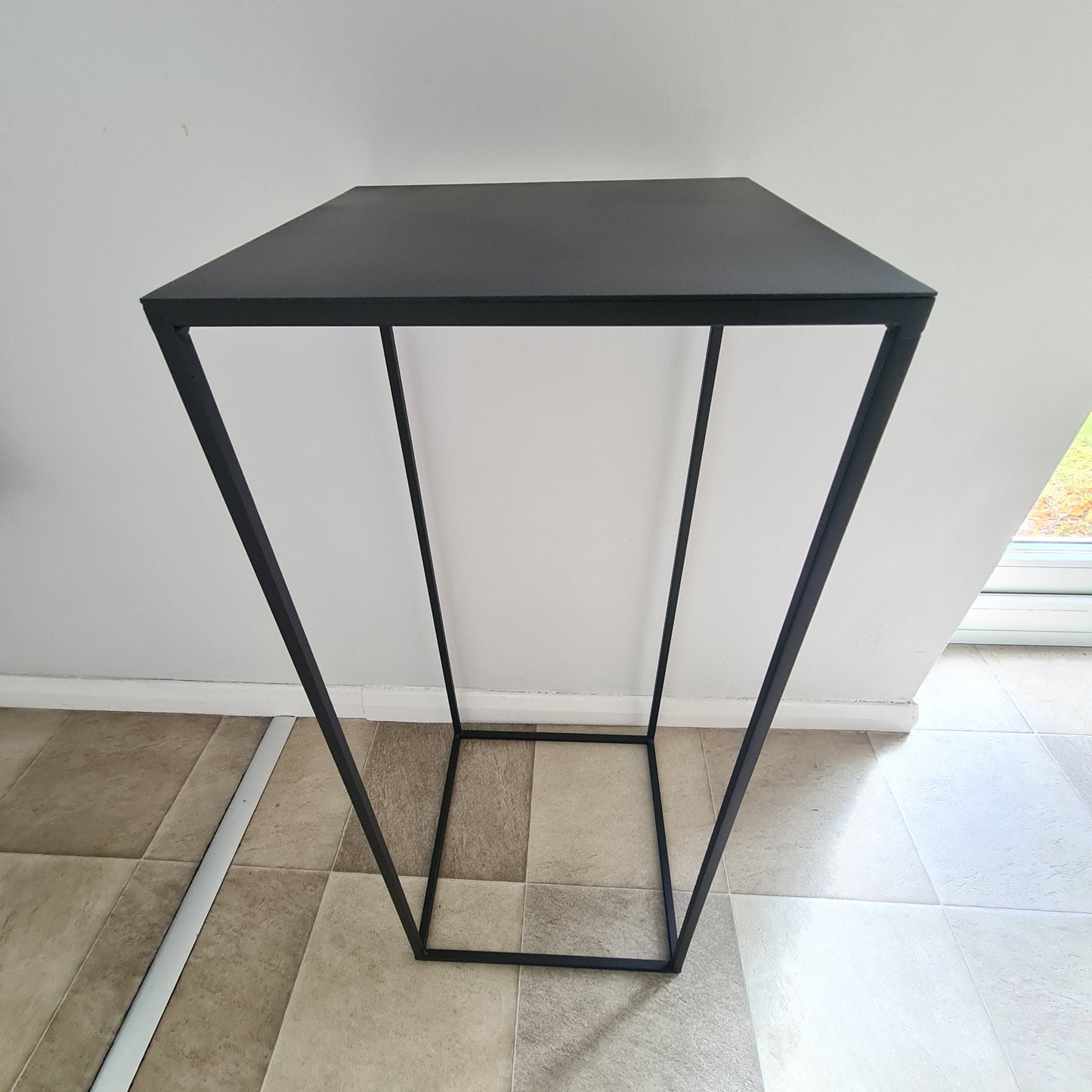 Steel Side Table Plant Stand | Industrial Style Living Room Hallway Furniture | Bespoke Black Display Stand | For Interior Design Home