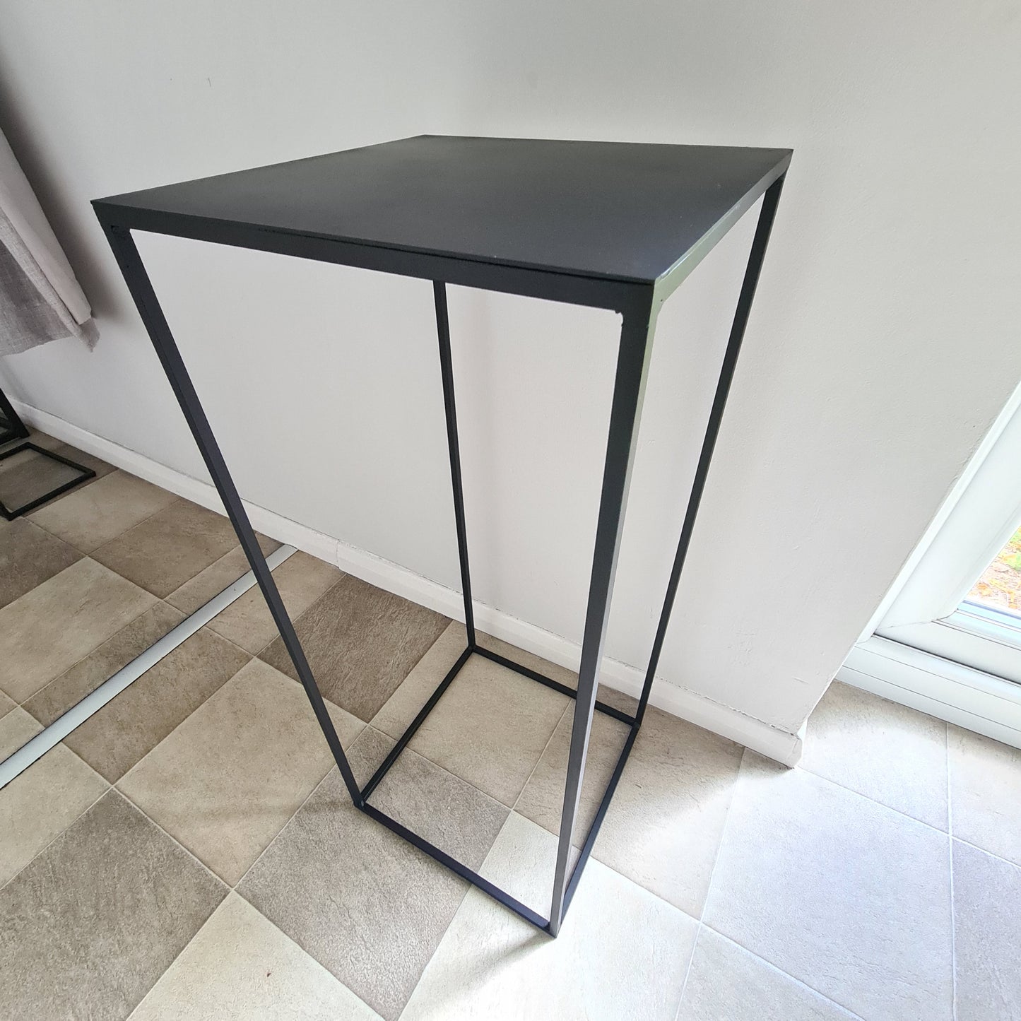 Steel Side Table Plant Stand | Industrial Style Living Room Hallway Furniture | Bespoke Black Display Stand | For Interior Design Home